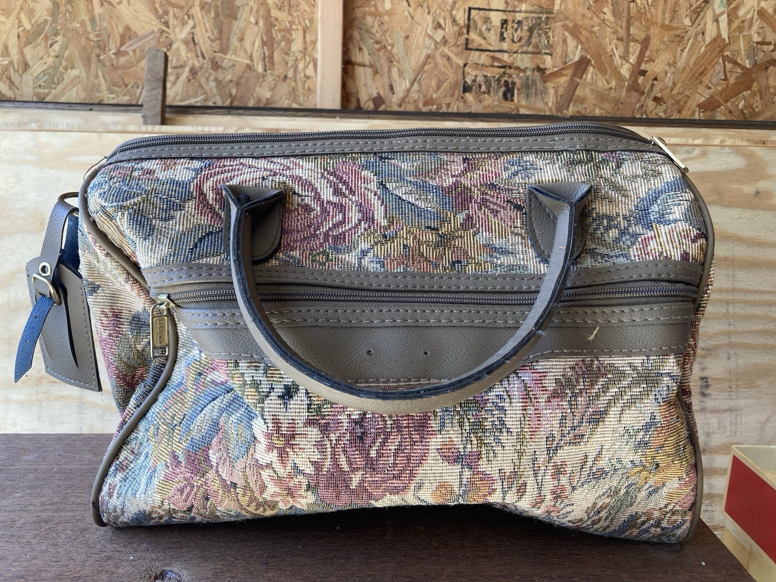Vintage jaguar travel bag flower pattern With Makeup Bag
