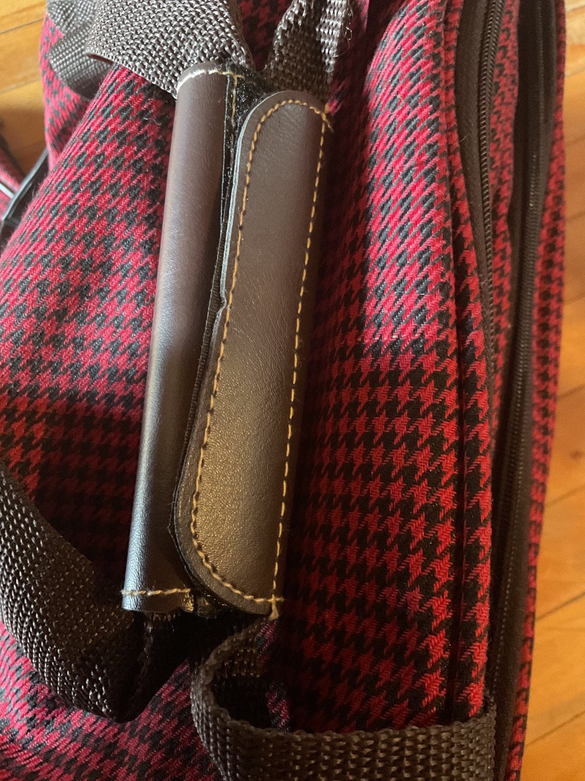 Vintage Black/Red 3 pc Ciao luggage Set Houndstooth