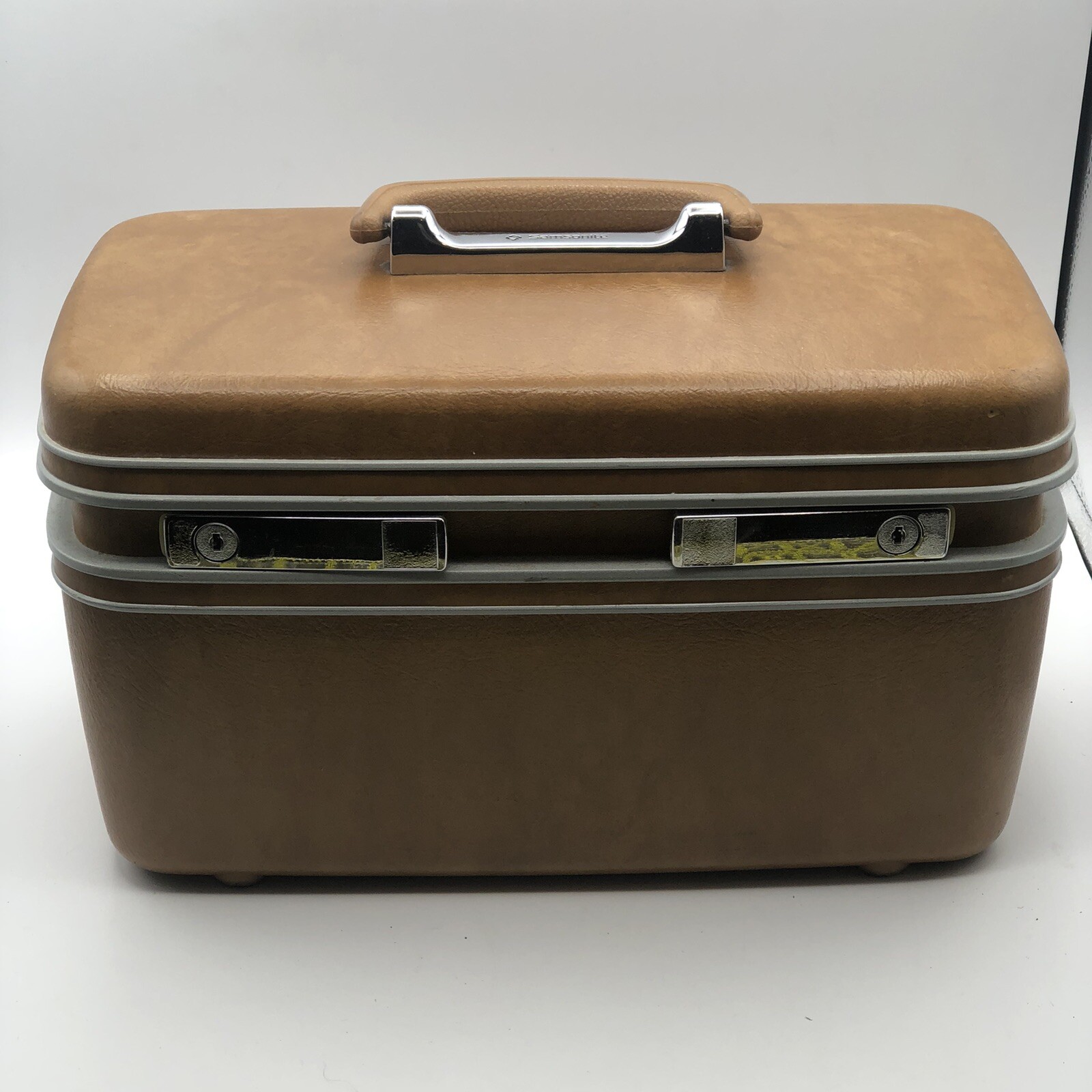 Samsonite Travel Vanity Case Brown With Mirror And Insert Divided Tray