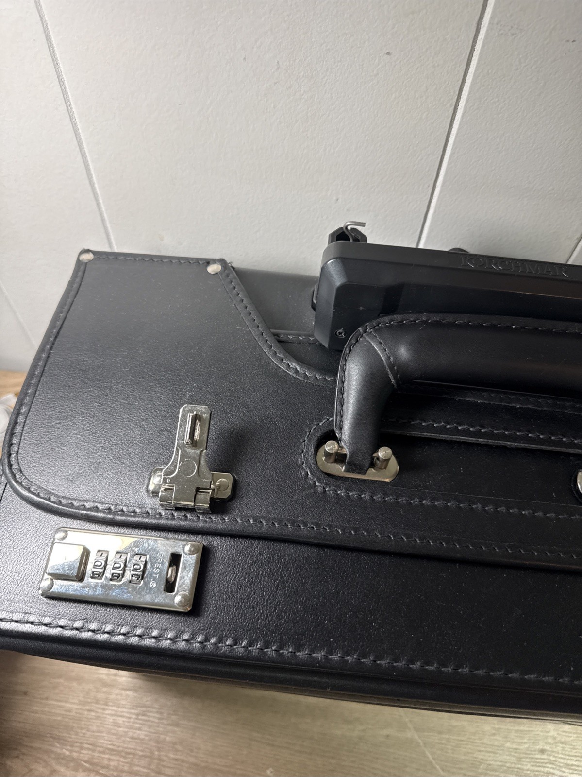 Korchmar Black Leather Attache Briefcase for Lawyers, Pilots, and Physicians