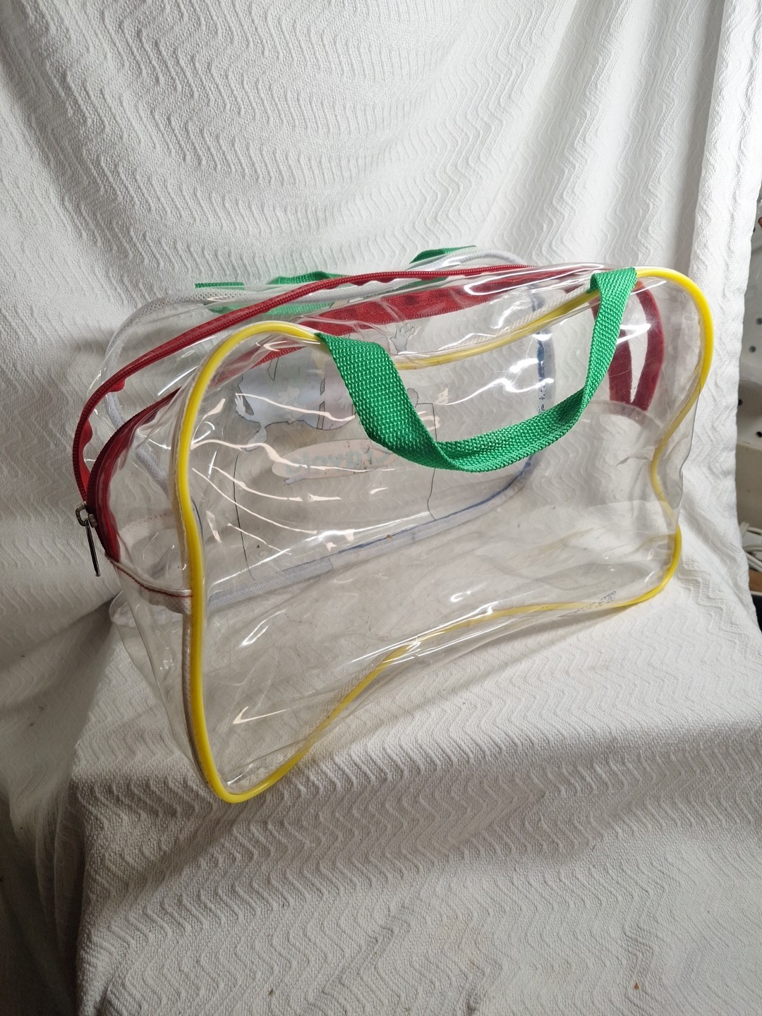 VTG Clear See Through Crayola Crayon Duffle Bag Tote Luggage Carry On 1990s E6