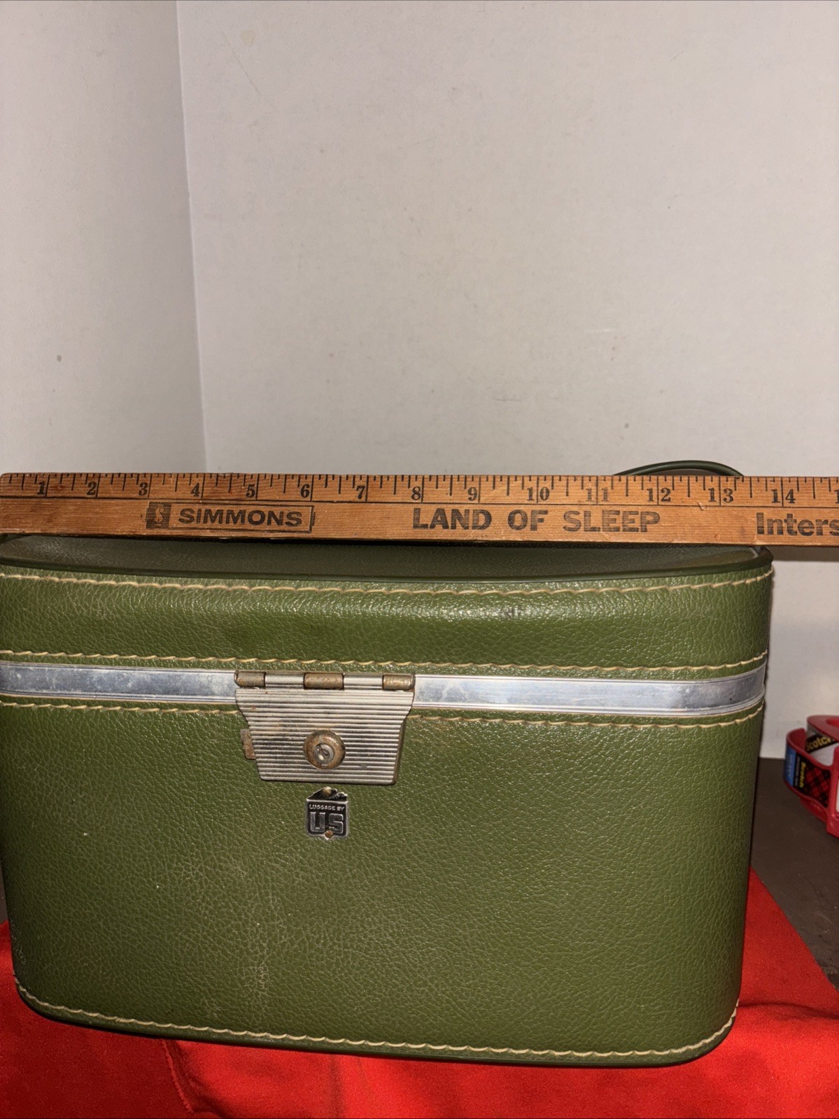 Vintage US Luggage train case luggage Green- Dirty- See All Pictures