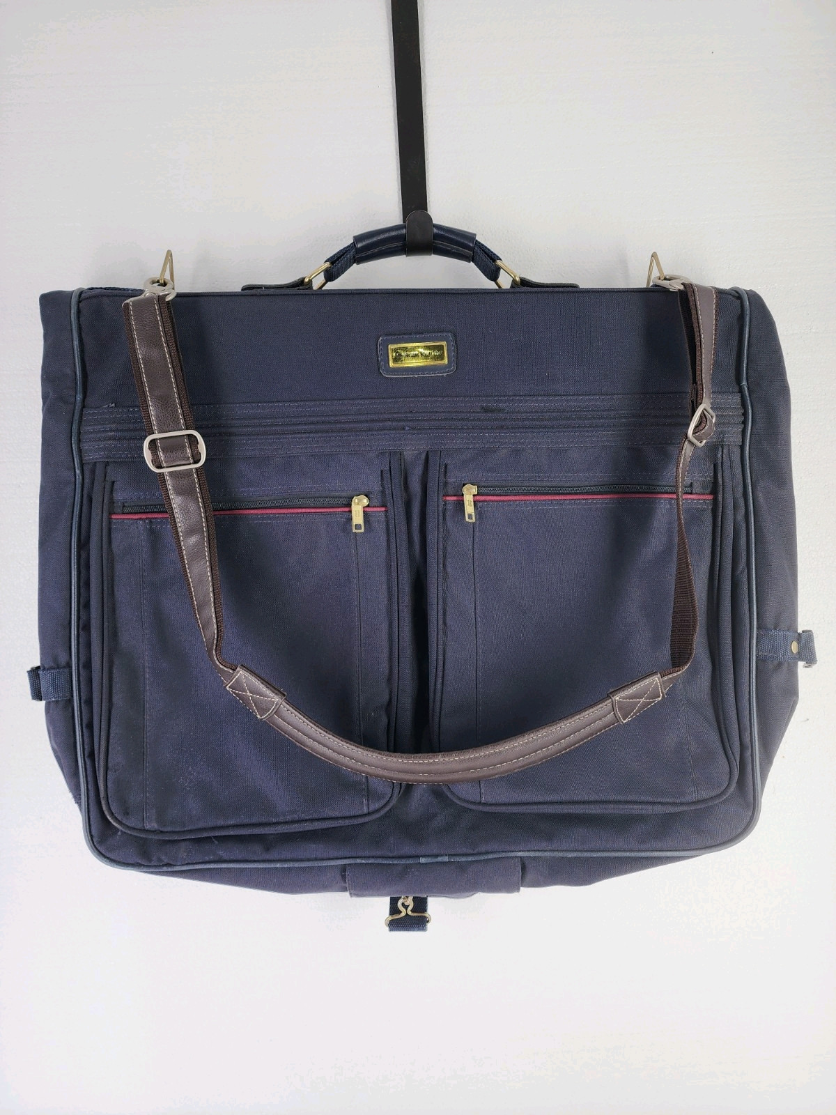 American Tourister Garment Bag Luggage Navy Blue Lock Keys Travel Vintage