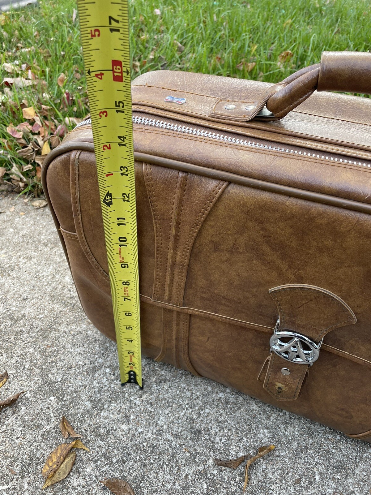 Vtg 1975 American Tourister Brown Leather Carry On Duffle Bag Play Movie Prop