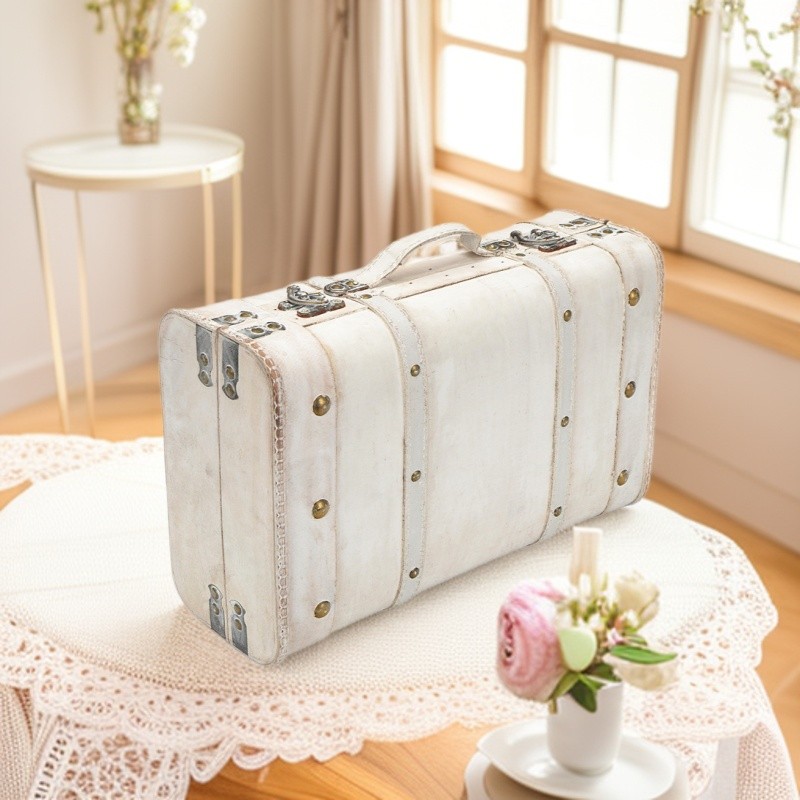 Vintage travel luggage retro distressed style handheld storage case