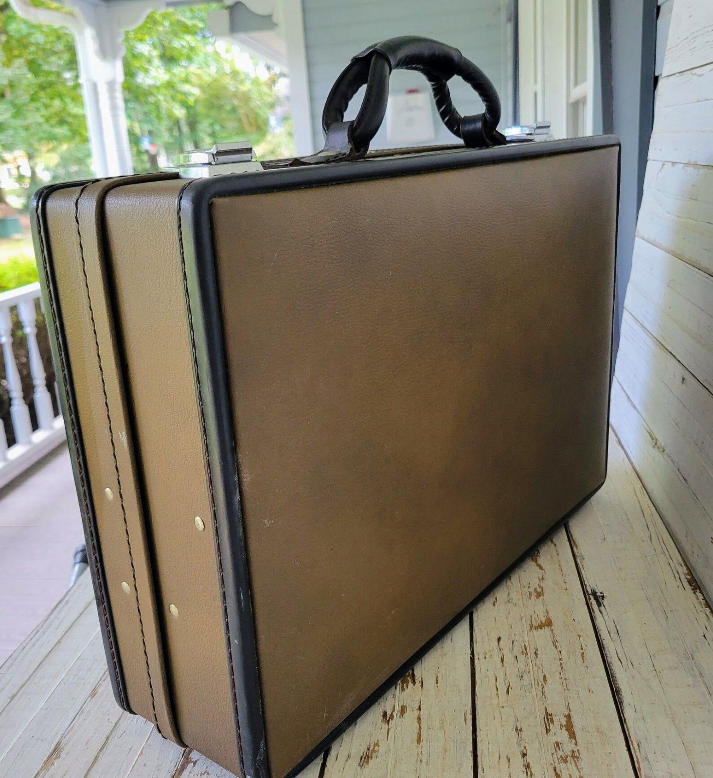 Beautiful Tan with Black Trim Small Suitcase – Vintage Carry-on Luggage