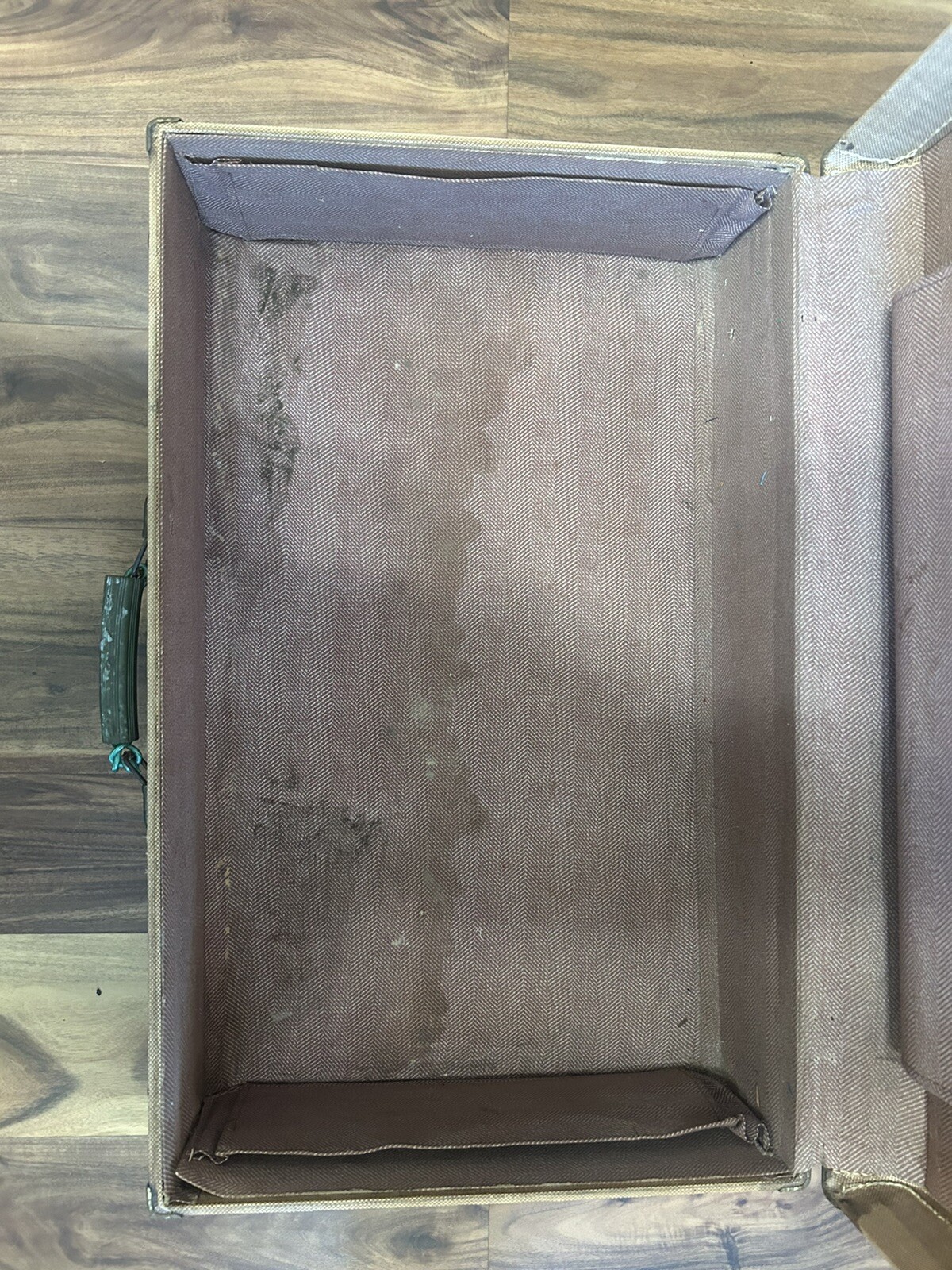 Vintage Luggage Wardrobe Suitcase•Brown Fabric Covered Beautifully Decayed