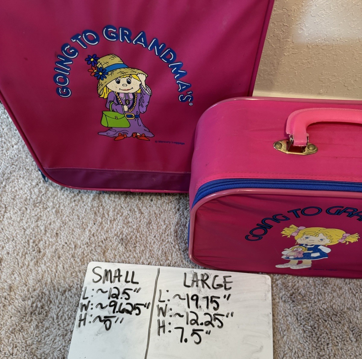 Mercury Luggage Vintage Going To Grandmas Rolling Suitcase Carry On Set RARE