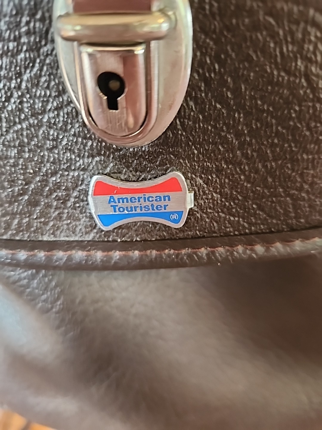 Vintage American Tourister Tiara Brown Leather Train Case Luggage Bag/ Carry-on