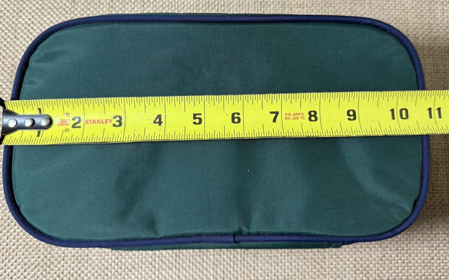 Lands End Toiletry Bag Lighthouse Green Blue Mongram CPT Vtg Travel Storage Dopp