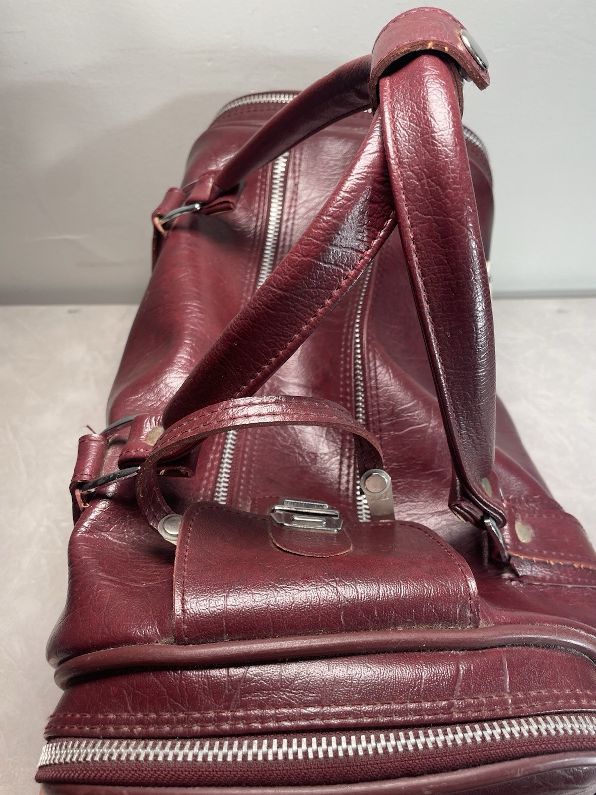 Vintage American Tourister Burgundy Carry On Travel Bag Weekender Duffel