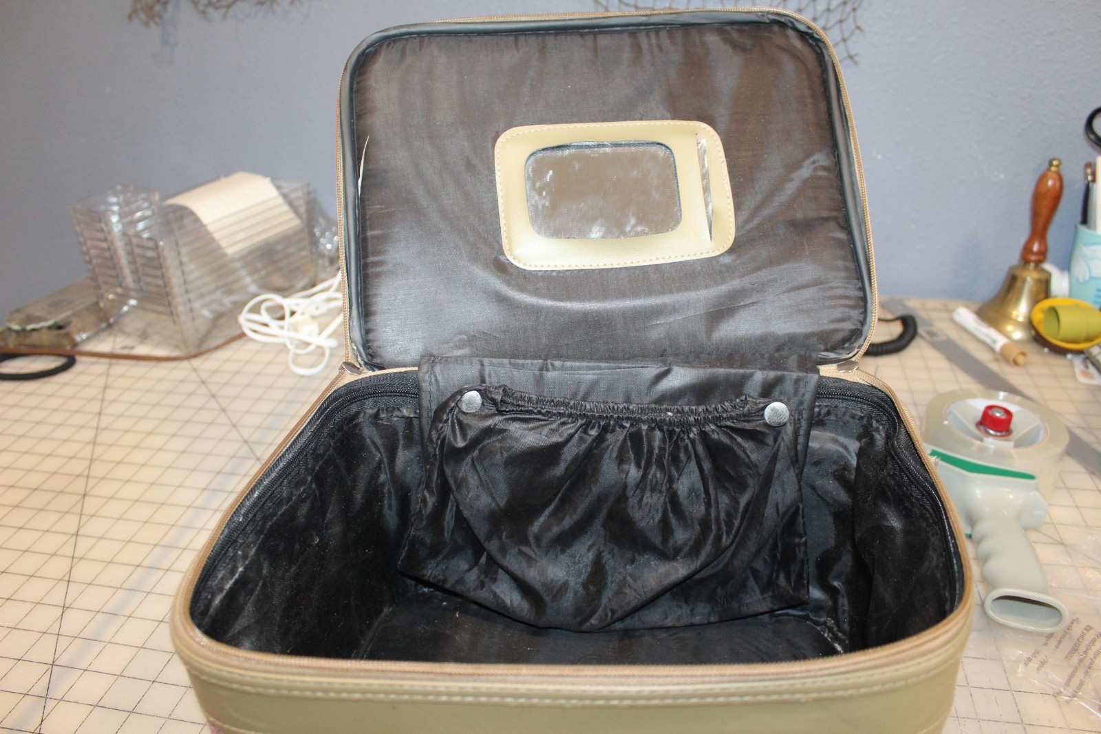 VTG Pioneer Express Route 66 Tapestry Travel Makeup Hard Suit Case/Bag W/Mirror