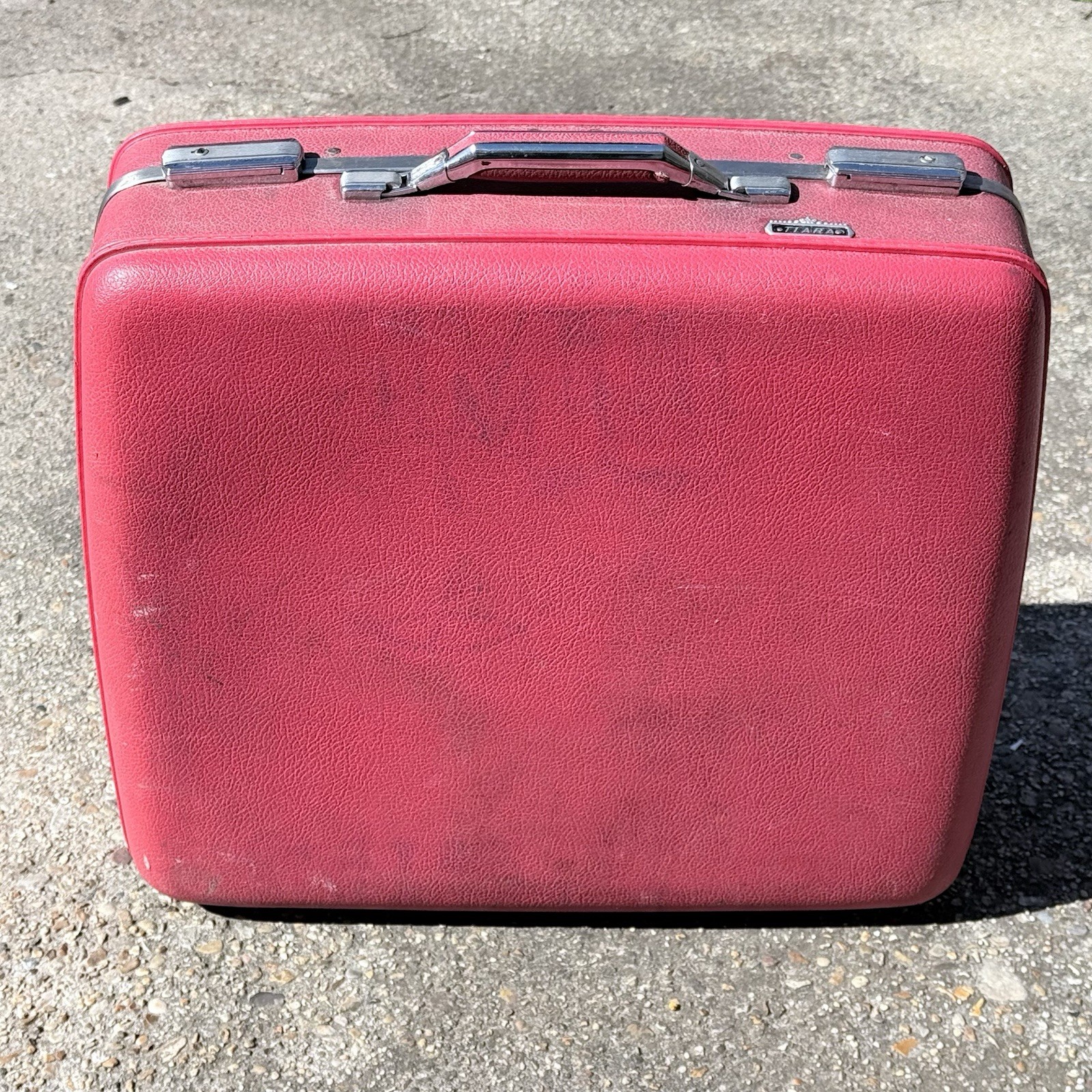 Vintage American Tourister Tiara Hard Shell Luggage Set 2pc Red Plastic USA