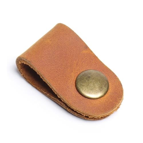 Vintage Leather Electronic Organizer Travel Case, Cord brown with cord clip