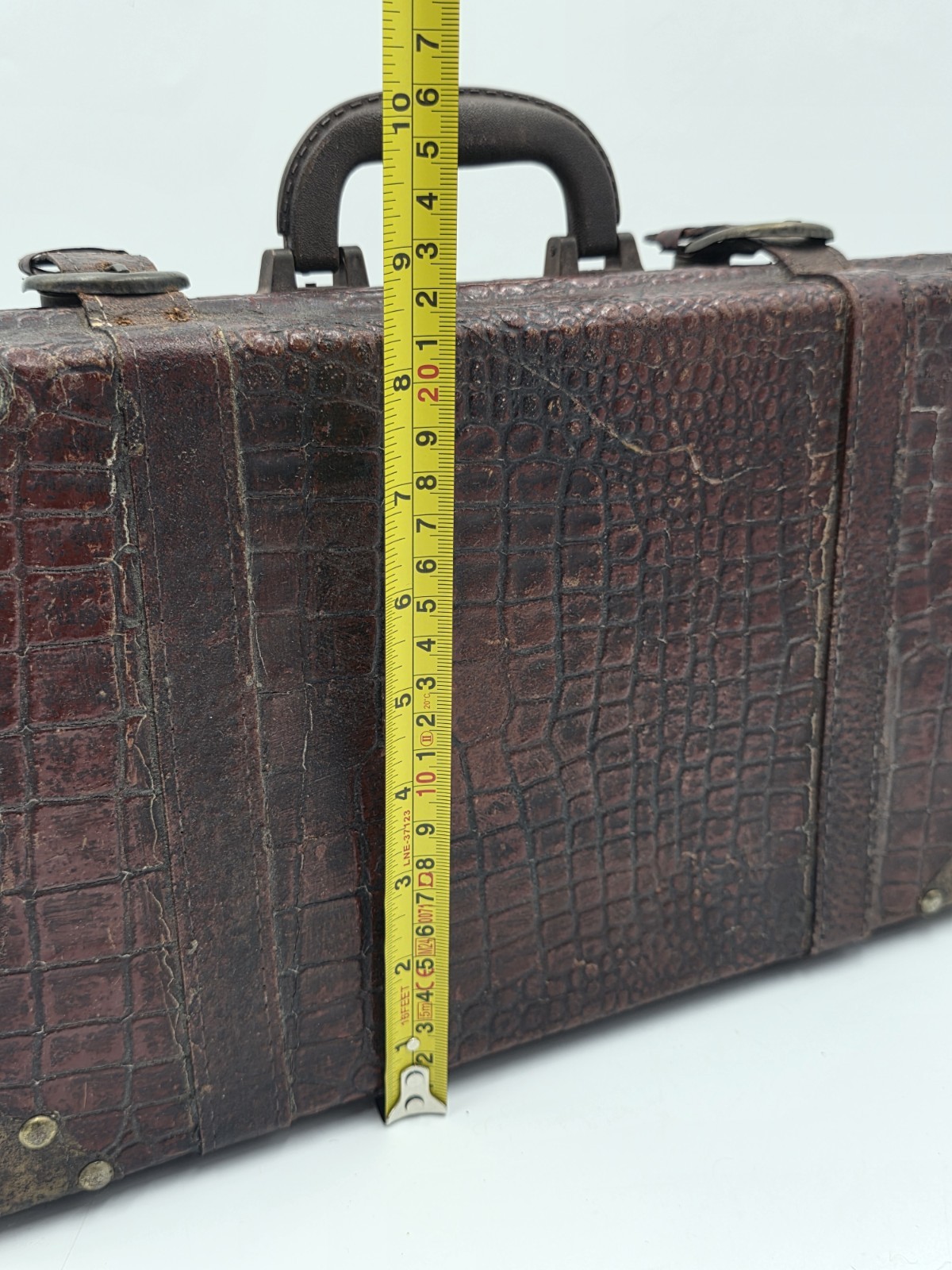 Antique 1930’s Faux Alligator Doctors Suitcase Salesman Sample Case. Red Velvet.