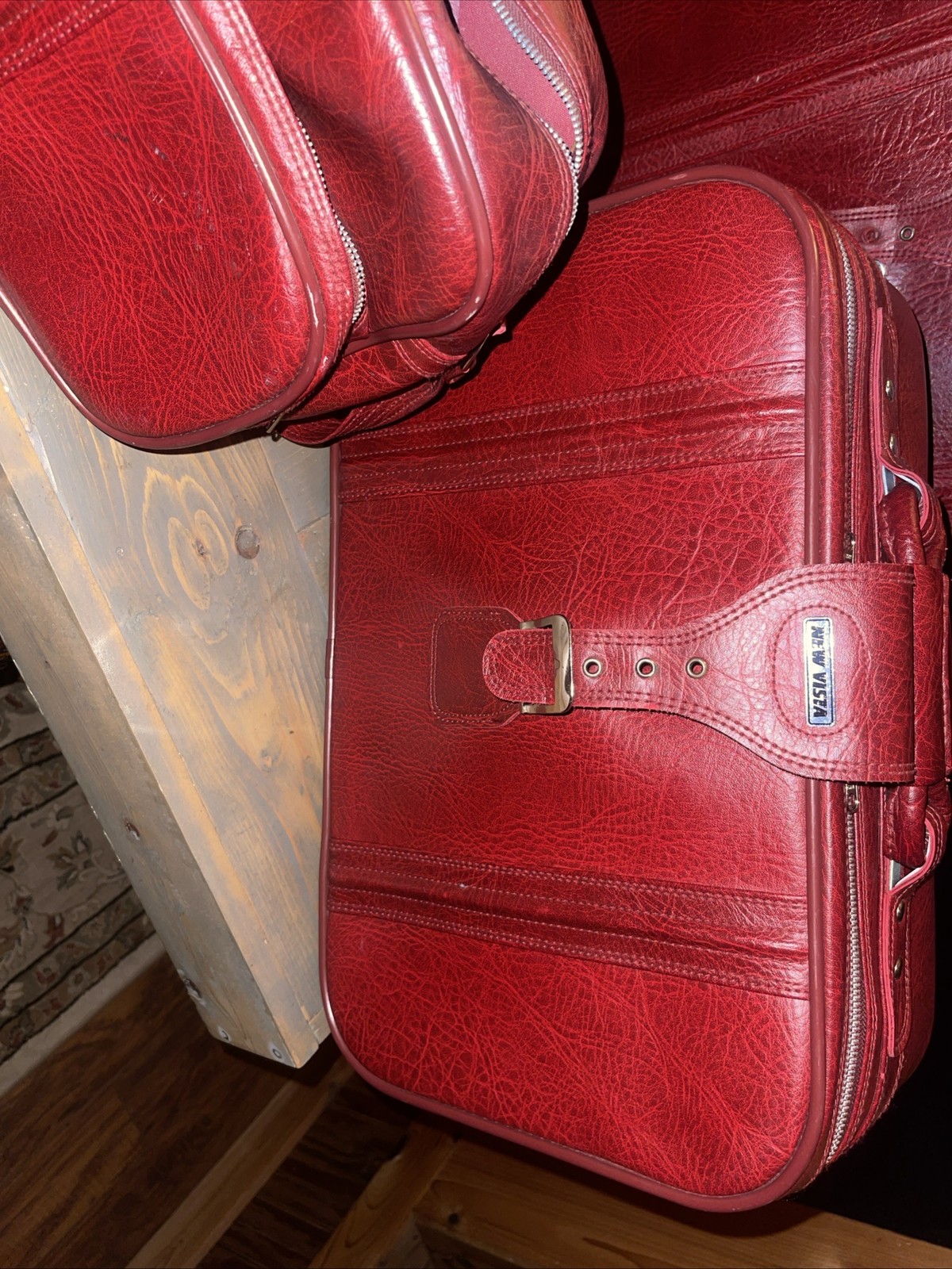 New Vista Vintage 1970s Burgundy Red 5 Piece Luggage Set Nesting Suitcases MCM