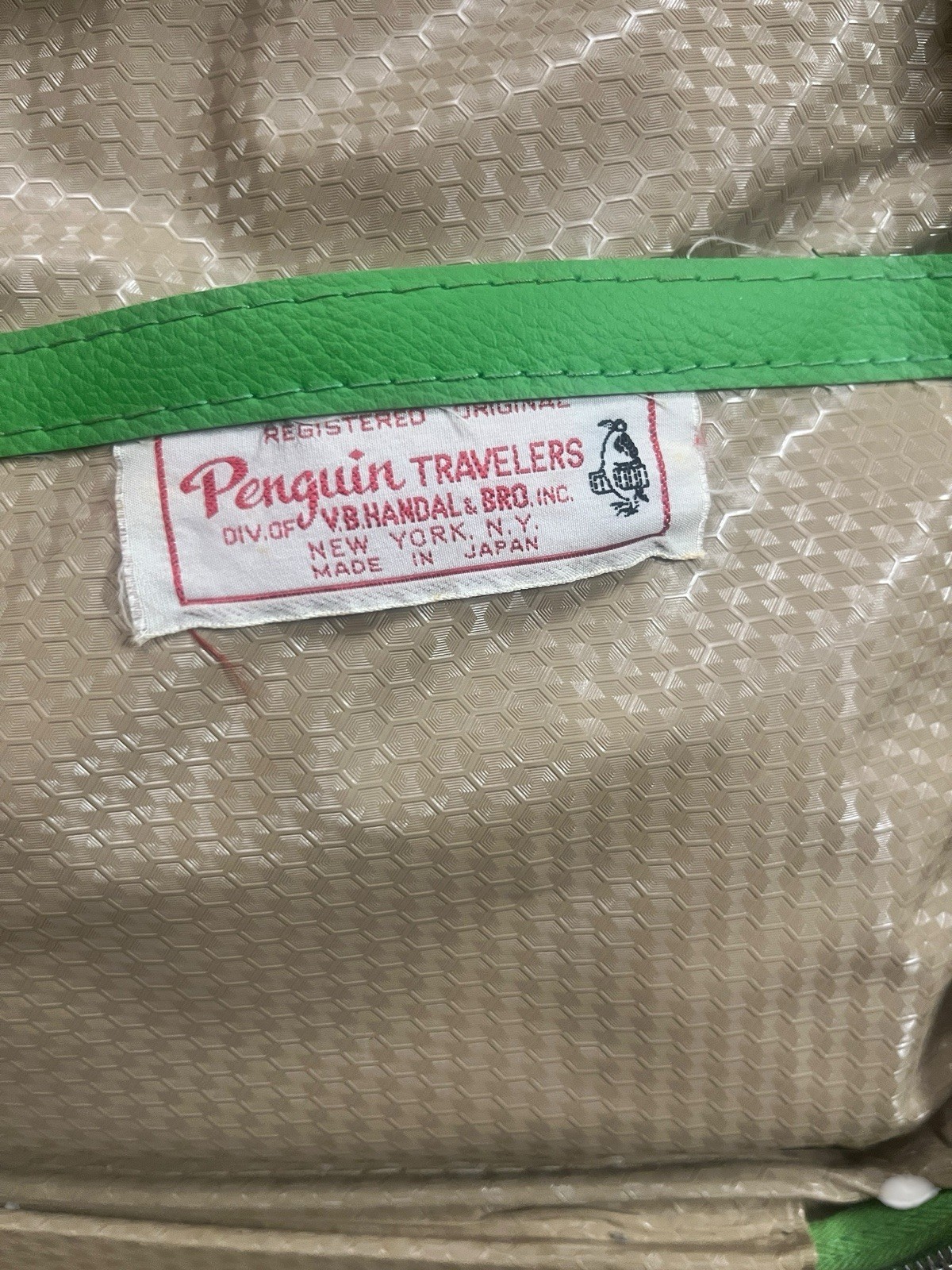 Vintage 60s/70s Penguin Green Floral Groovy Overnight Suitcase