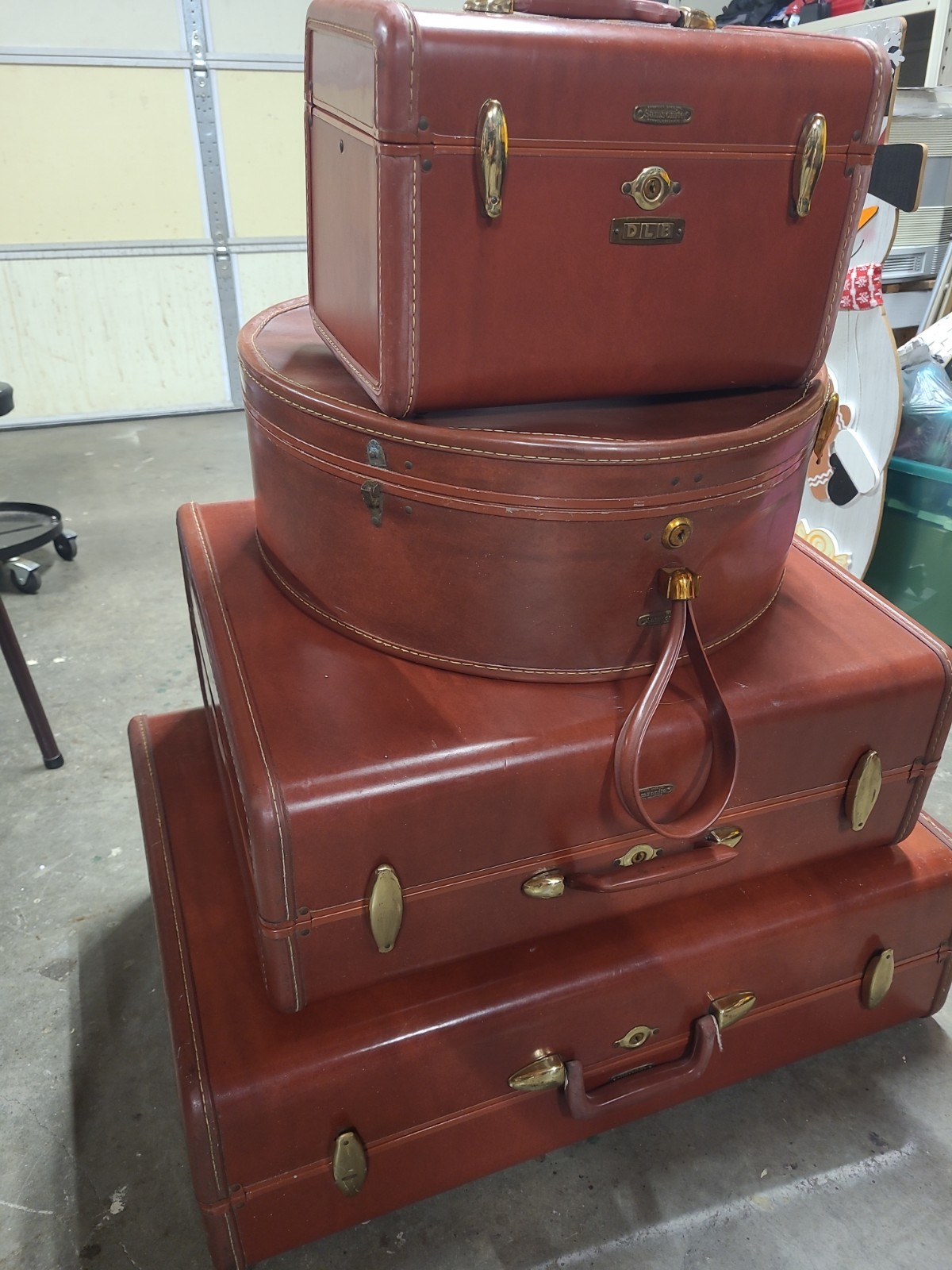 Rare Vintage 50s Samsonite Shwayder Bros Brown Hard Shell Suitcases 4 Piece Set