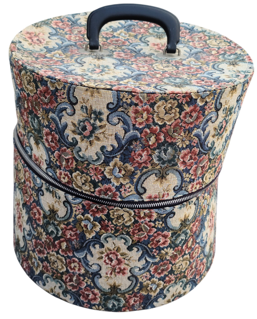 Vintage 1960s Munro Carry-All Travel Hat Box/Carry Case–Victorian Floral Tapestr