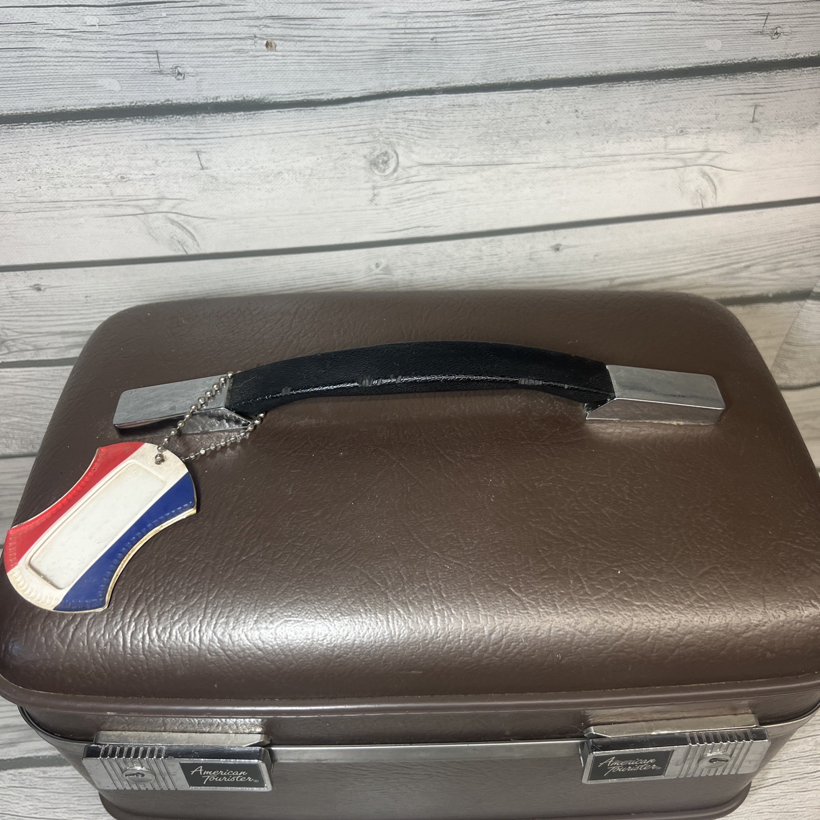Vintage American Tourister Train Case Brown Luggage Mid Century W/ Tag
