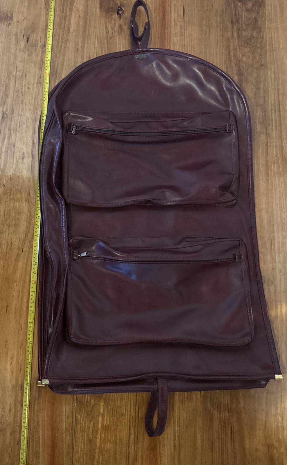 Lot Set FS Vintage Luggage Suit Carrier and Travel On Bag Red Maroon