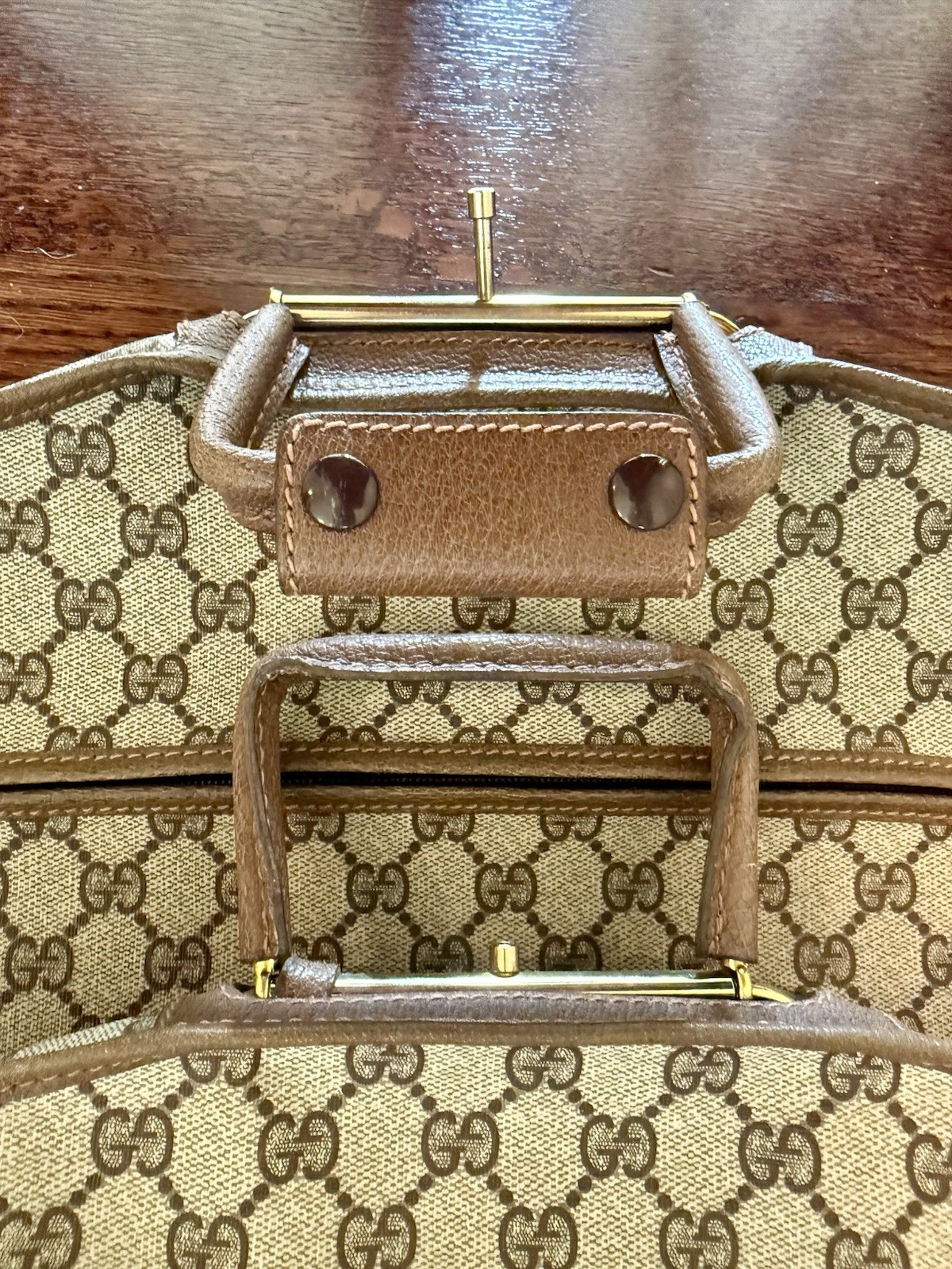Authentic Vintage Gucci GG Monogram Garment Bag Travel Canvas Leather Italy