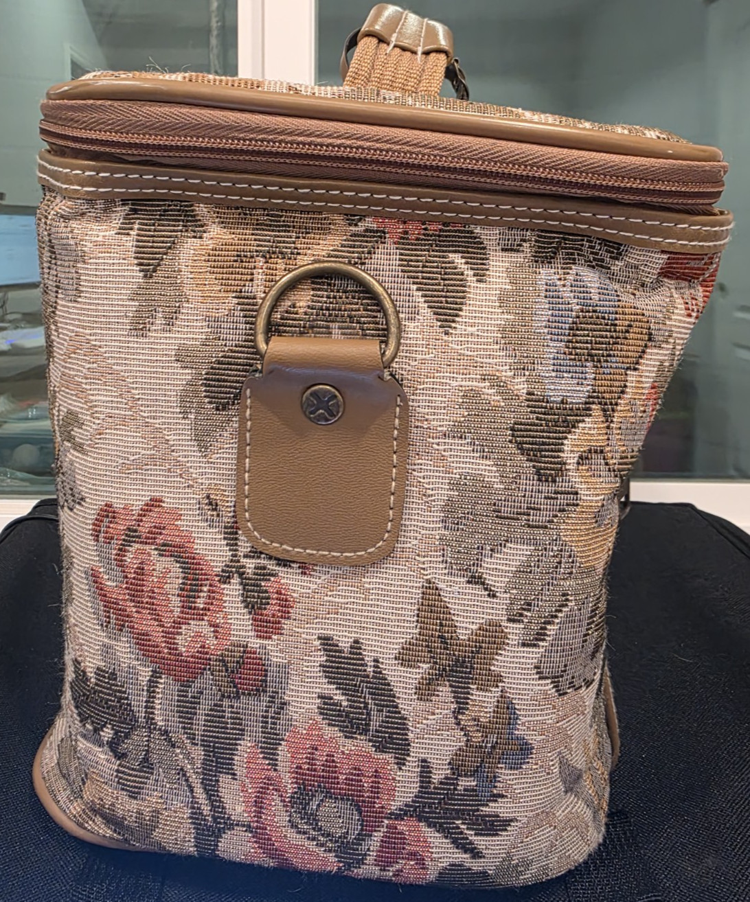 Vintage Leisure Luggage Int. Tapestry Train Case Cosmetic Vanity Bag Floral