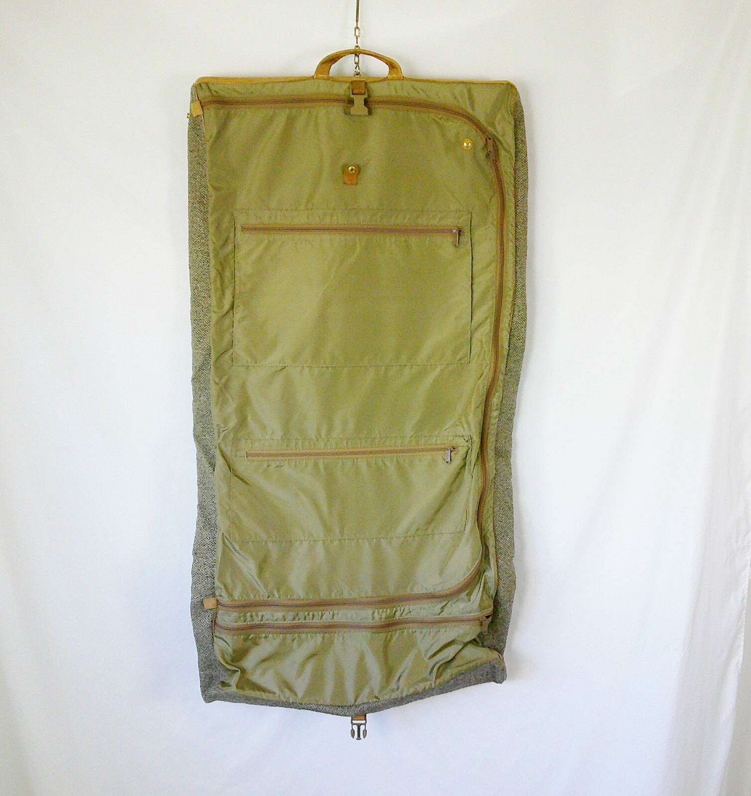 Hartmann Tweed Saddle Leather 24″x45.5″ Garment Bag Luggage Vintage