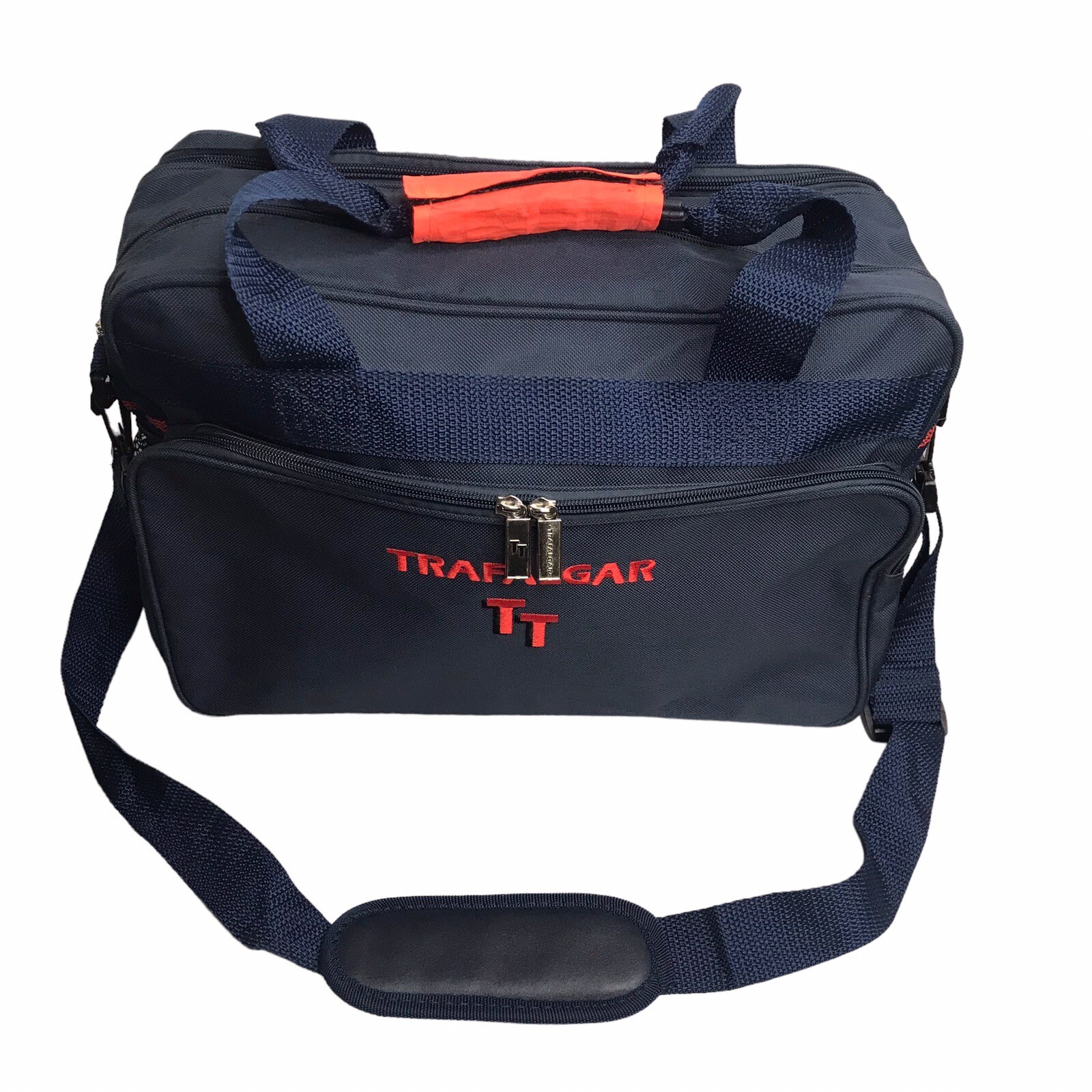 Trafalgar TT Vintage Blue Messenger Travel Carry On Bag Embroidered Soft Side