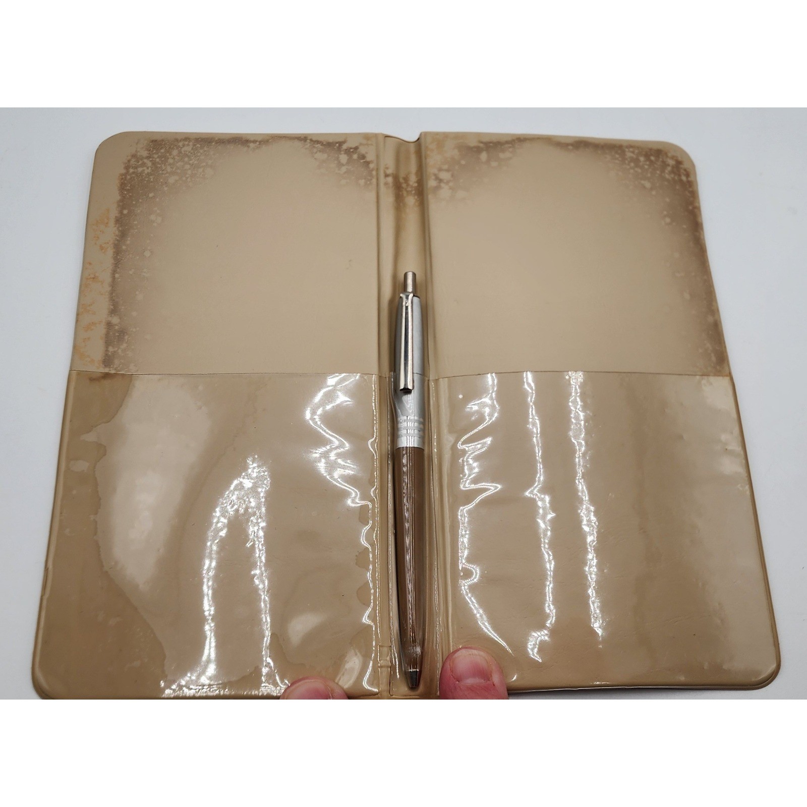 Vintage Avon Presidents Club Travel Set Jewelry Organizer Mirror Umbrella Tan