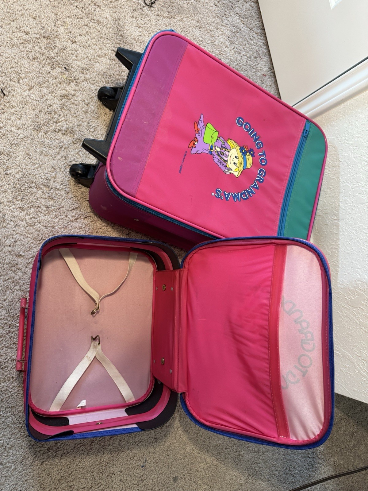 Mercury Luggage Vintage Going To Grandmas Rolling Suitcase Carry On Set RARE