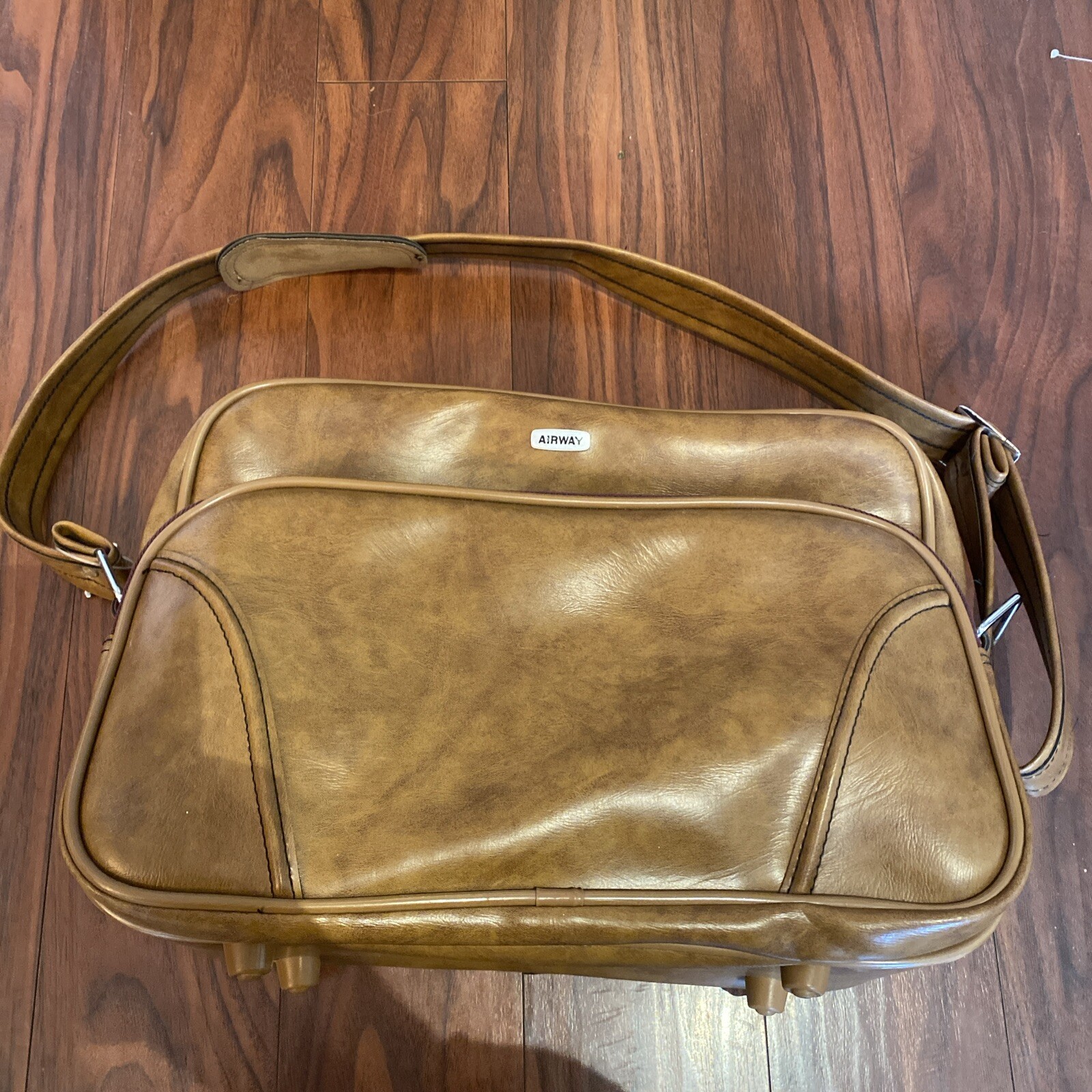 Airway Vintage Brown Leather Luggage Breifcase Carry-on With Lock And KEYS