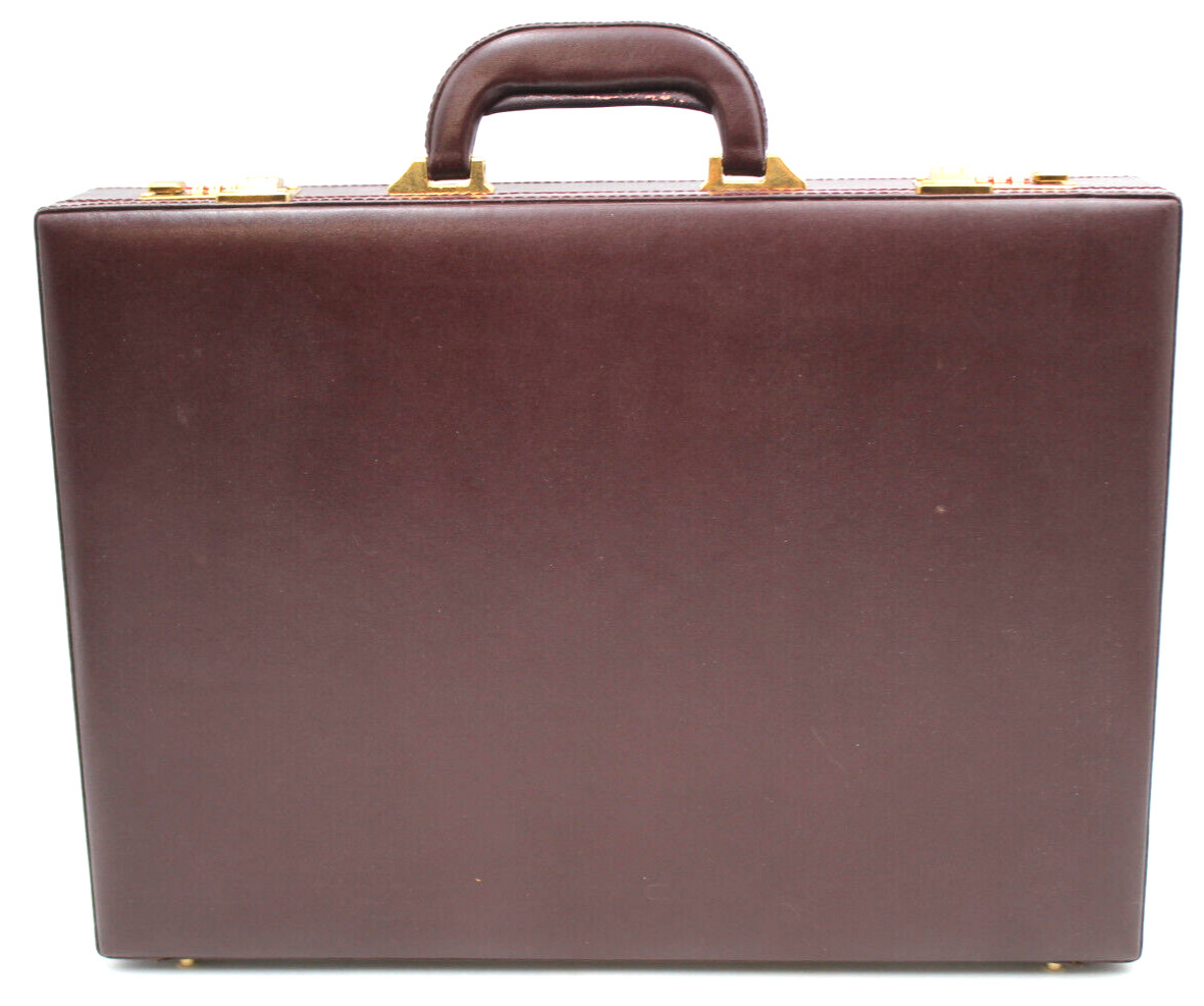 1989 Dilana Korea Leather Briefcase 3.5x13x18″ Burgundy Red Combination+++++++++