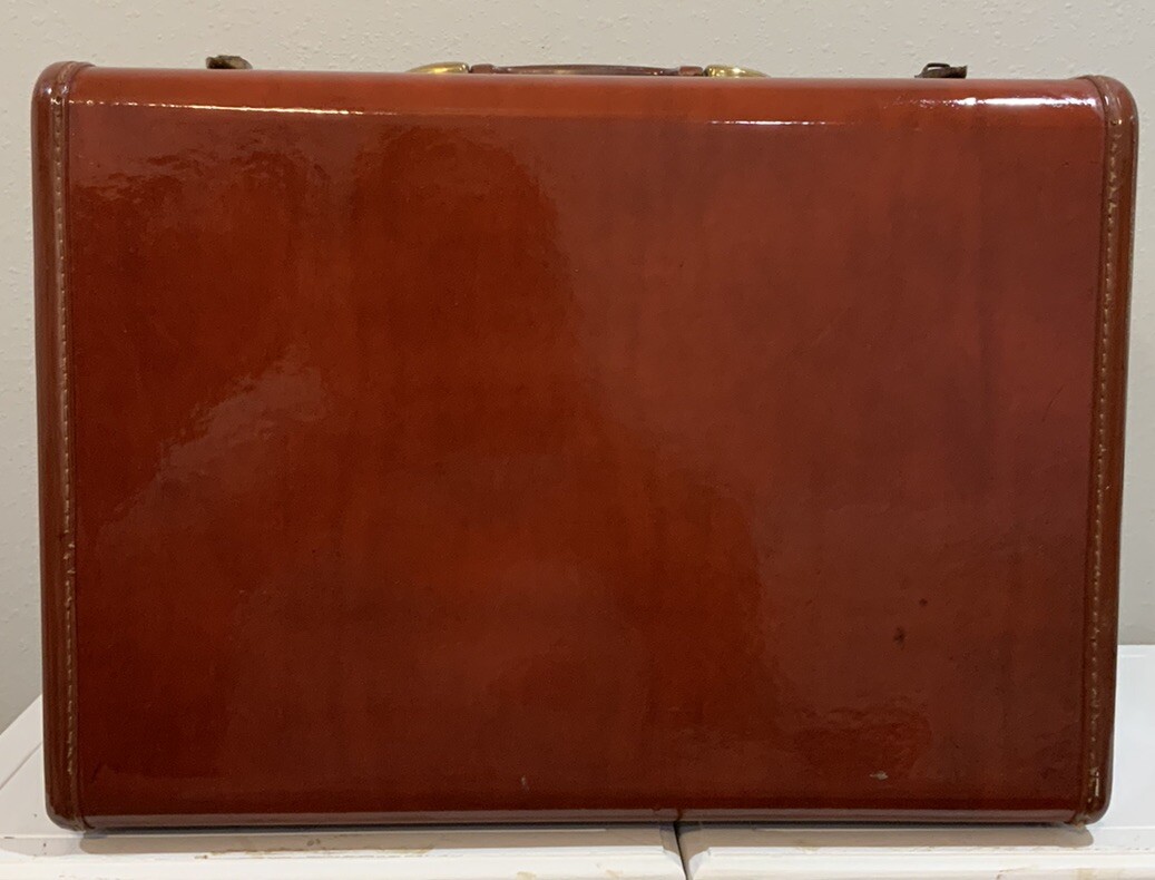 Vtg Samsonite Shwayder Bros Red Leather 4932 Hard Suitcase 21” X 13” X 7.5”
