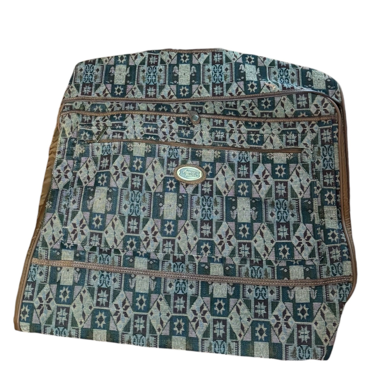 American Tourister Tapestry 2 Piece Set Large Carpet Bagger Tote Garment Bag