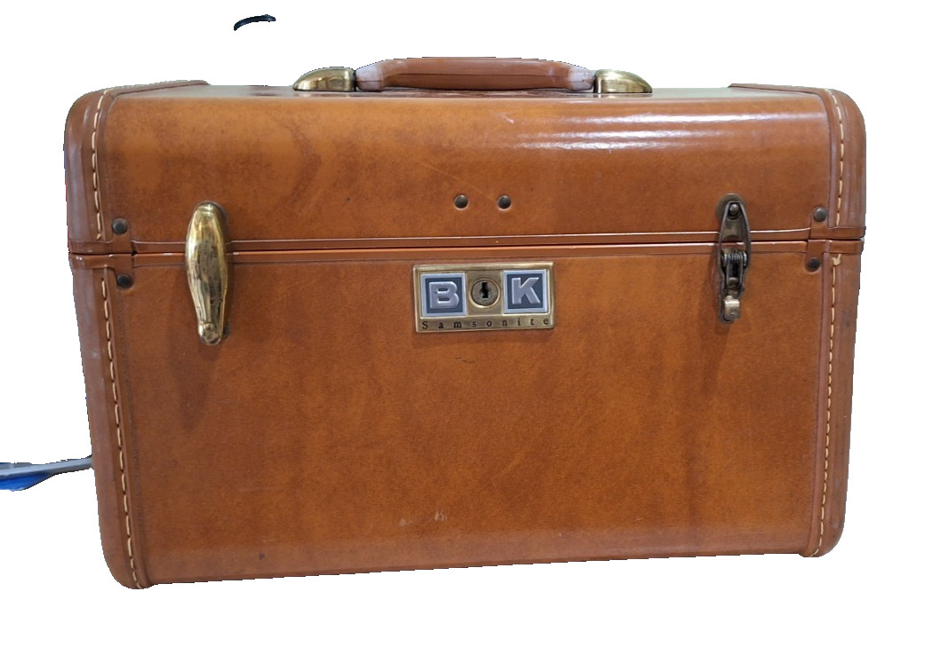 Vintage Samsonite Streamlite Train Case 4612 Brown w/Tray & Mirror MCM