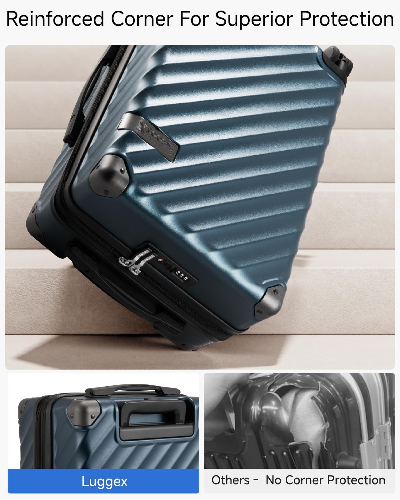 Luggex 3 Piece Set Luggage Spinner Wheels Kvc Polycarbonate Expandable Hard