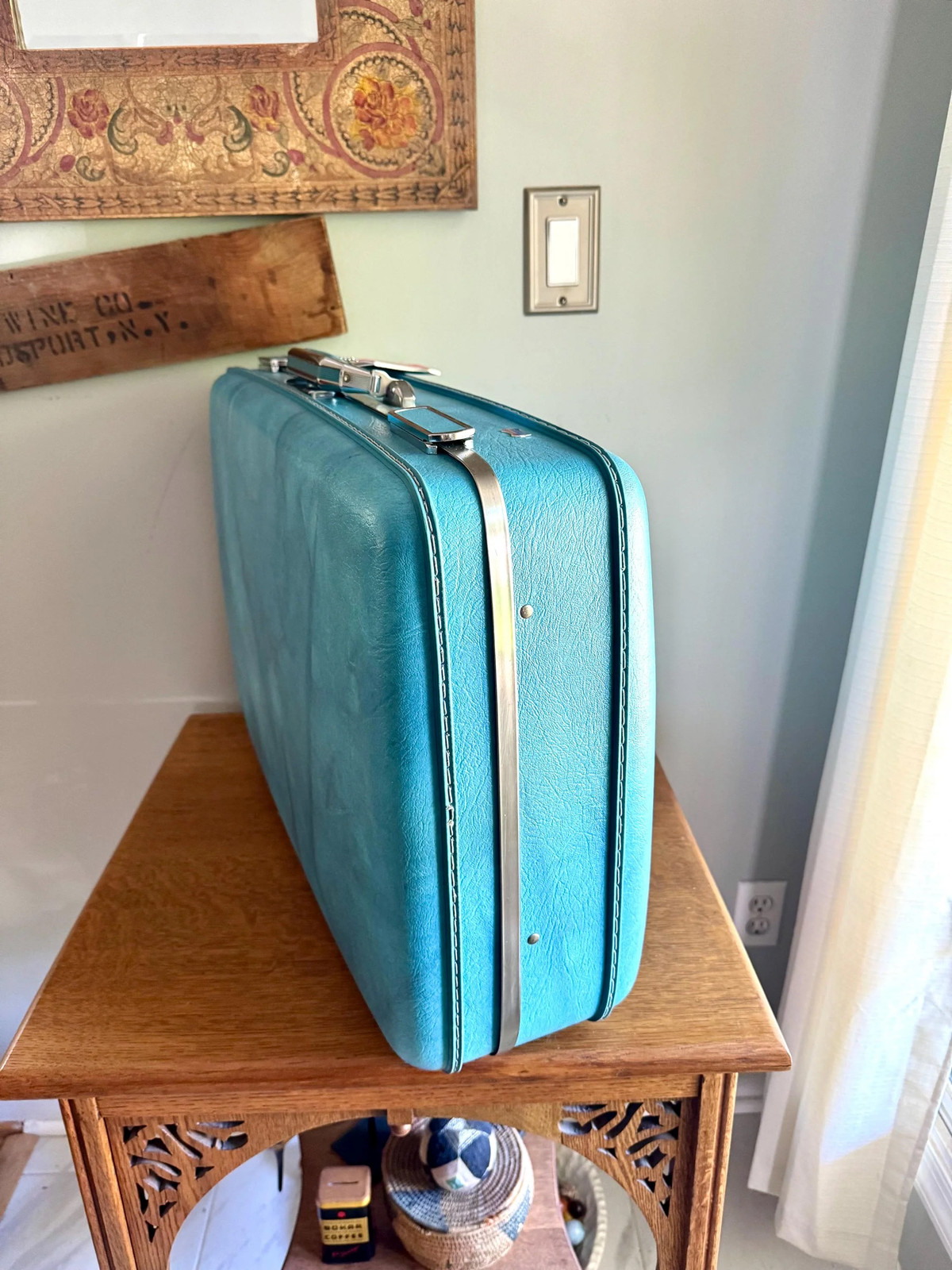 Vtg American Tourister Turquoise Marbled Luggage | American Tourister Suitcase
