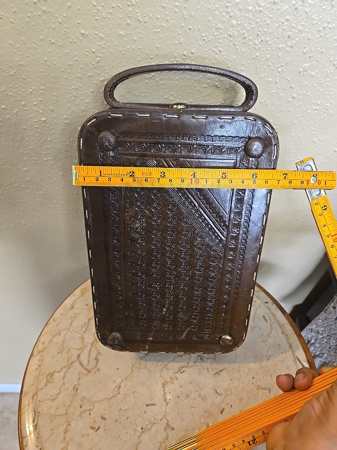 Antique Vintage 1930s Tooled Leather Toiletry Men’s Box Made In Mexico