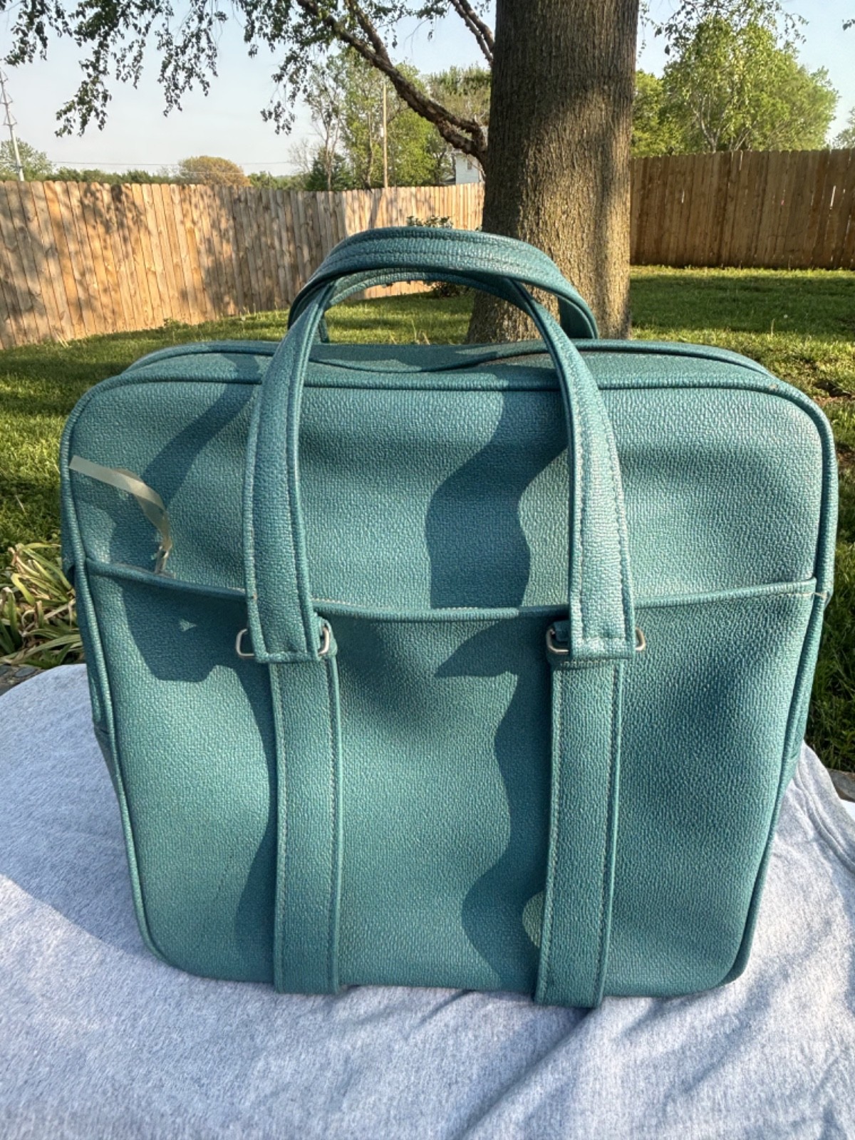 Vintage Samsonite Silhouette Turquoise Teal Blue Vinyl Travel Bag Carry On GREAT