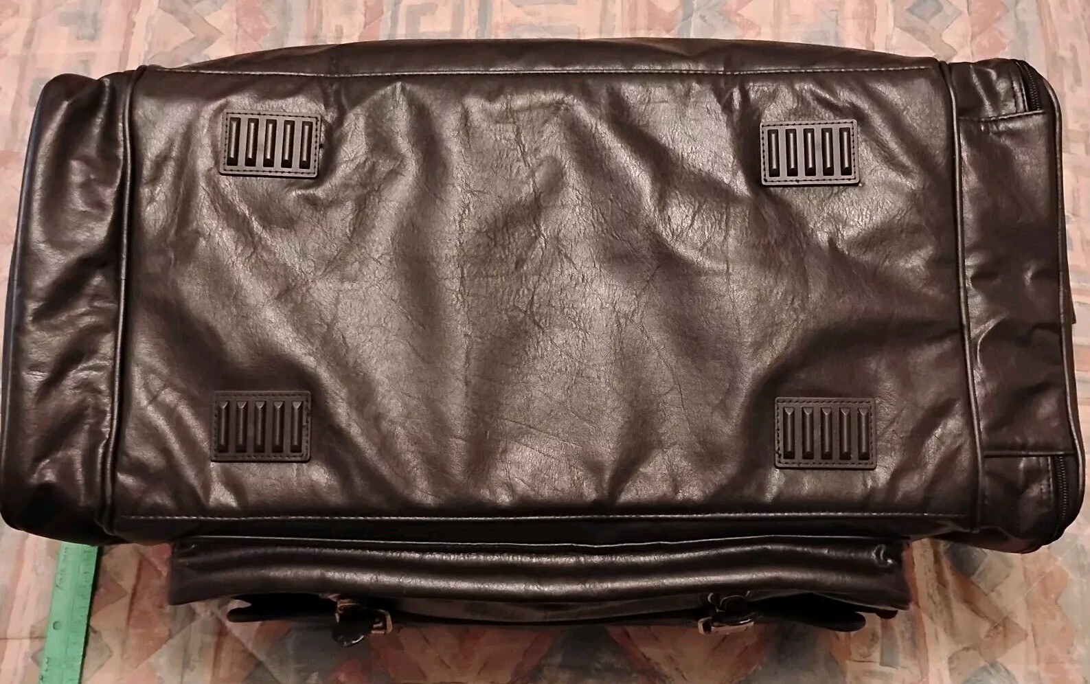 NRCS Embroidered Black Leather Soft Luggage Style #8106 ASI 70649 24″X 13″X12″
