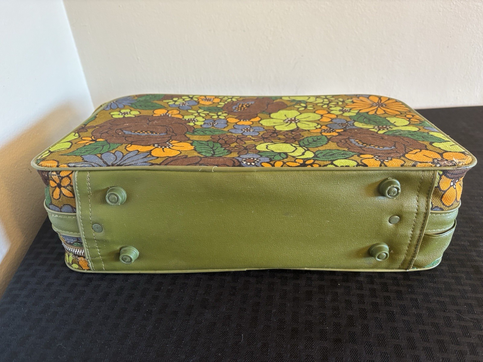 Vtg 60’s Floral Hippie Flower Power MCM Canvas Suitcase Korea Retro 16×11 Groovy