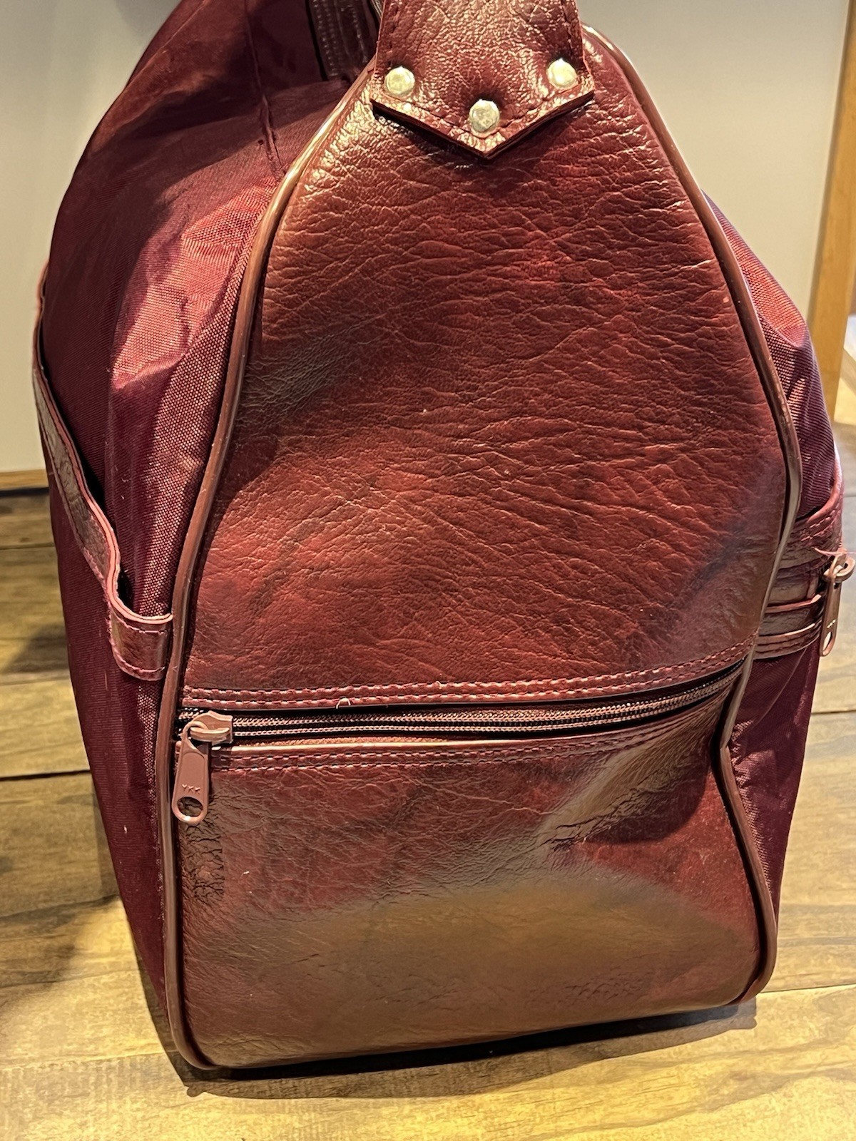 Vintage American Tourister Carry On Tote Duffle Bag Red Faux Leather W Strap VTG
