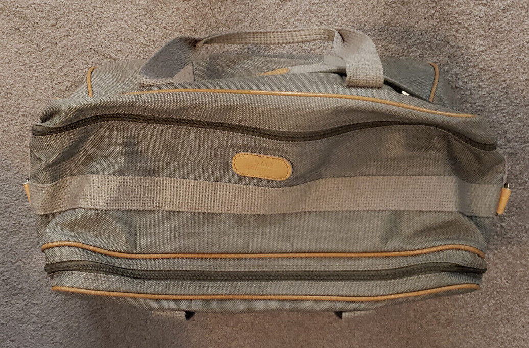 Vintage London Fog Luggage Double Handle Large Weekender Duffle Bag Kahki