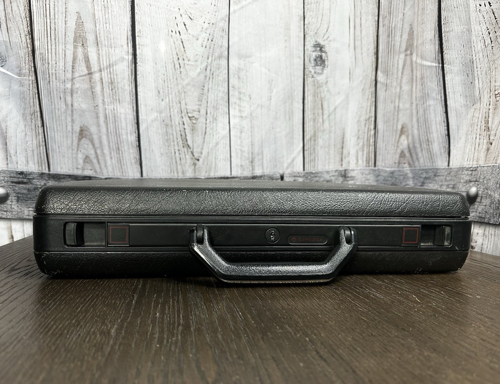 VTG Samsontie Classic Black Hard Shell Attaché Briefcase Lock S Monogram W/ KEY