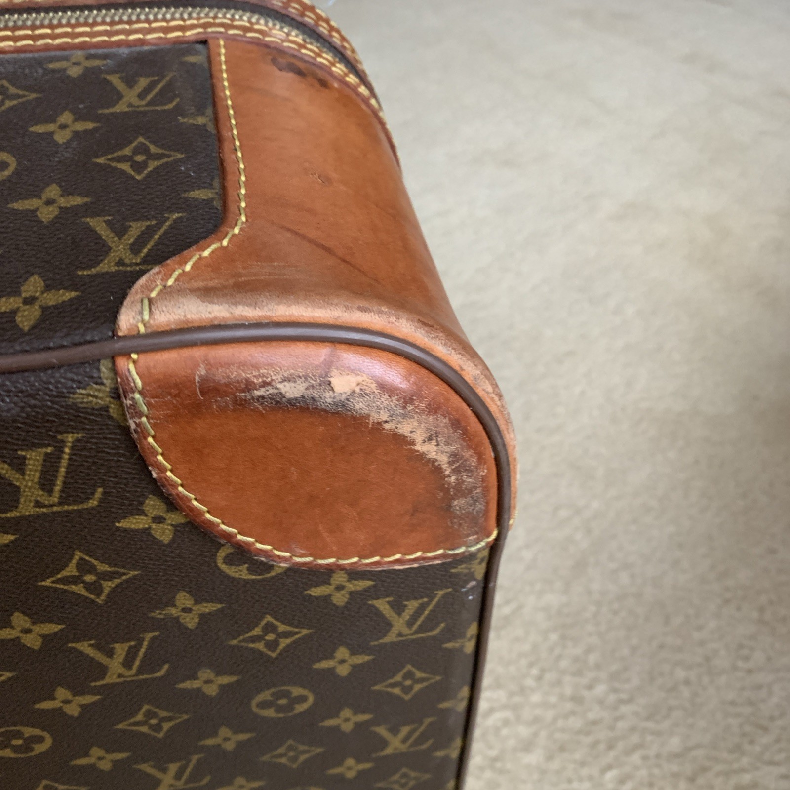 Auth Vintage Louis Vuitton Monogram Stratos 60 M23236 Trunk Case W/divider
