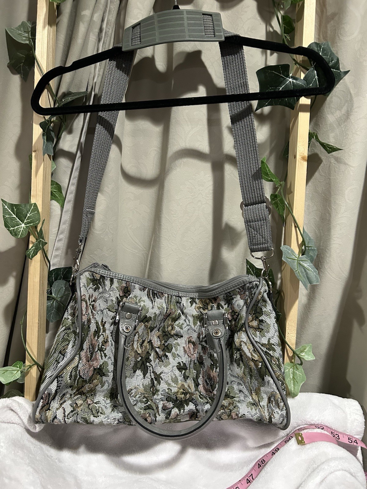 Vintage American Flyer Floral Tapestry Carry On Travel Bag