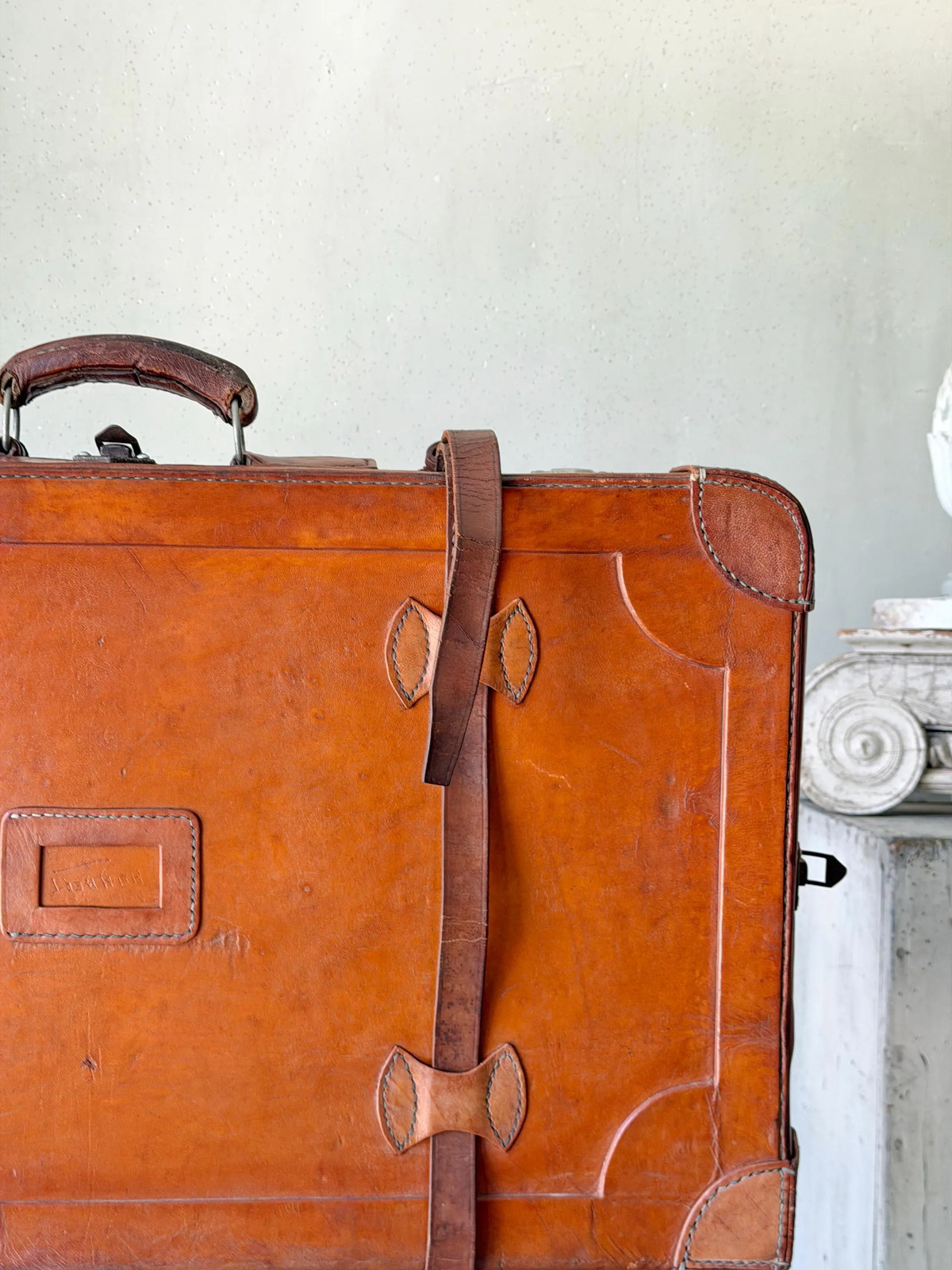 RARE Vintage French Leather Suitcase General Jacques Humbert Luggage WWII Milit