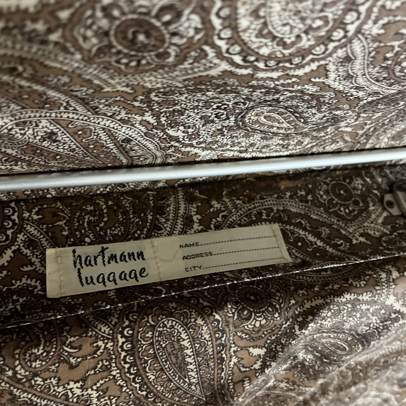 Vintage Hartmann Luggage Tweed Leather Suitcase With 4 Hartmann Hangers
