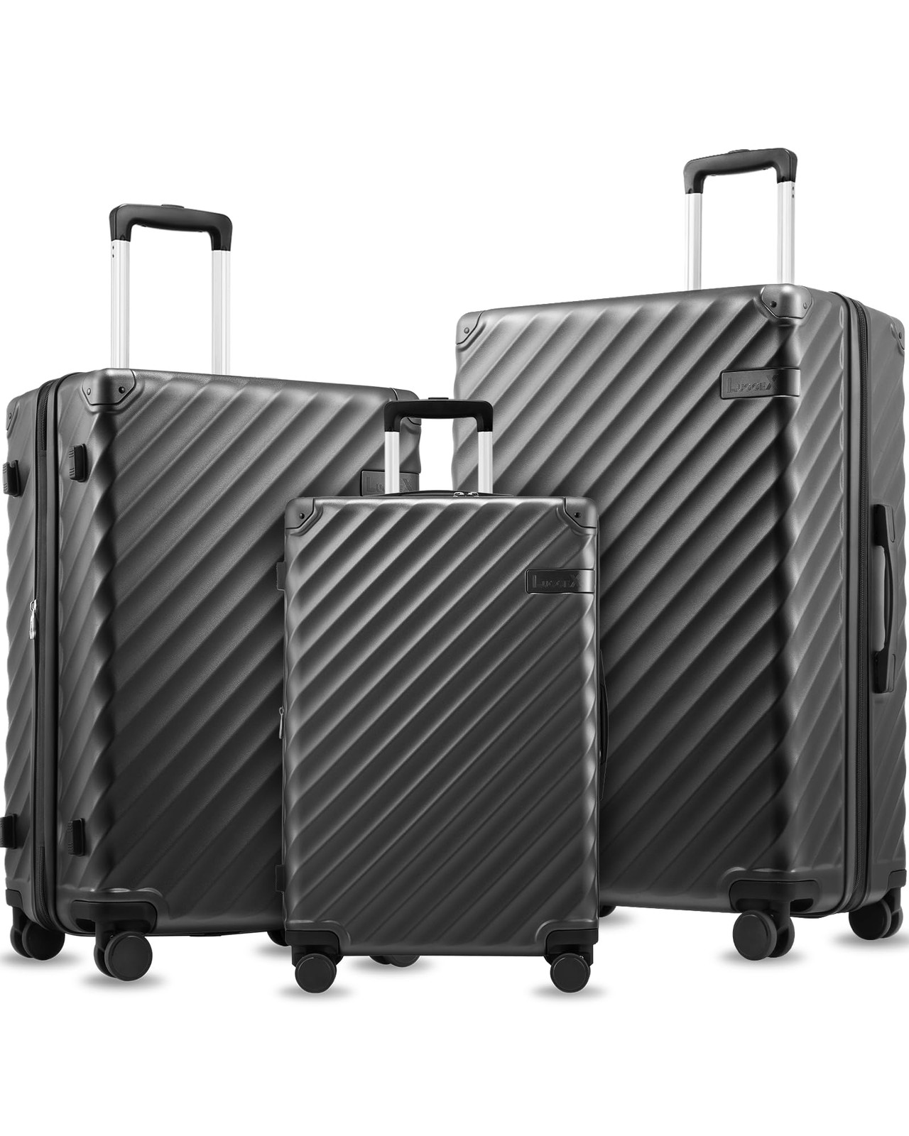 Luggex 3 Piece Set Luggage Spinner Wheels Kvc Polycarbonate Expandable Hard